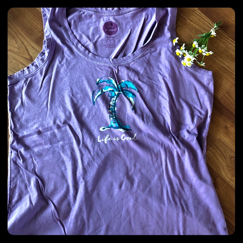 Life is Good lavender beach theme tank top